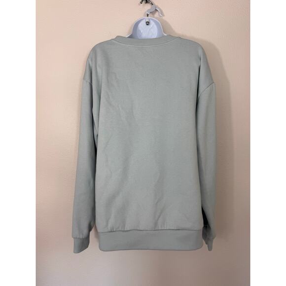 Designs Untitled Blue Floral Smiley Crewneck Sweatshirt XXL - Picture 3 of 4